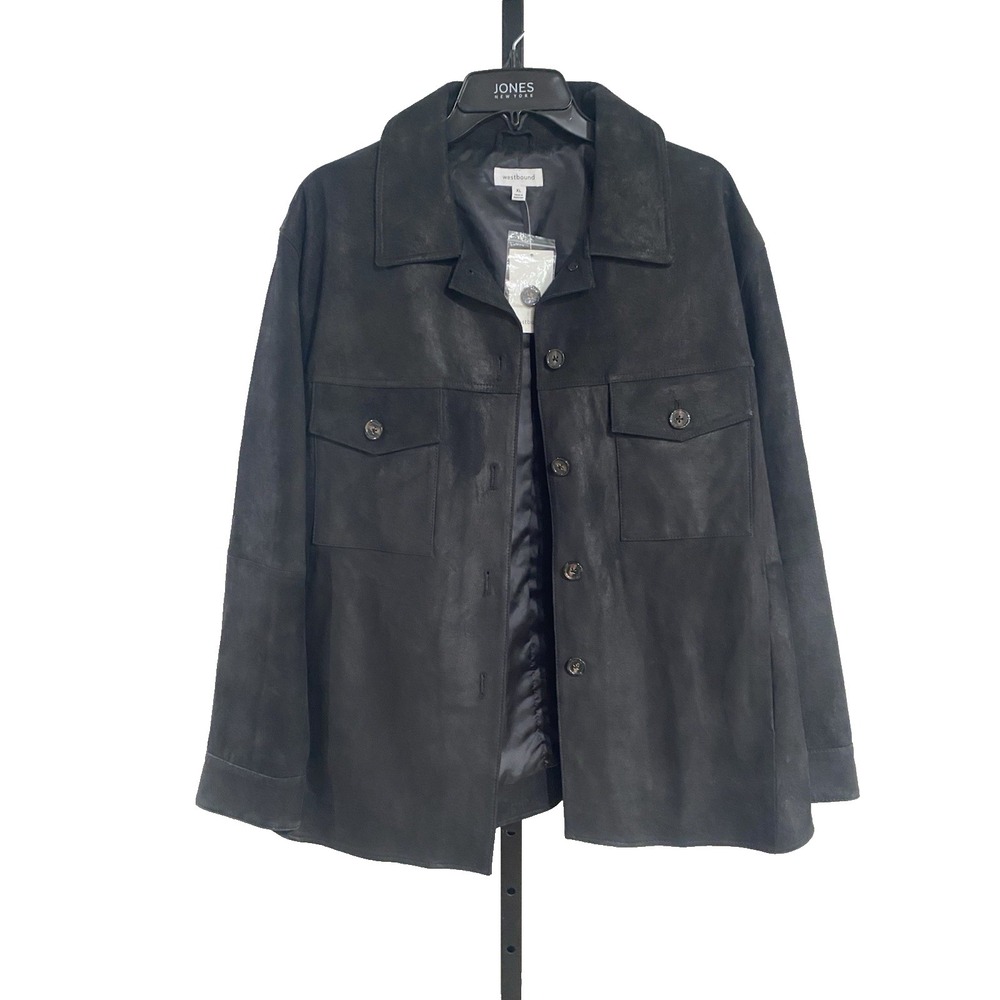 Westbound womens LEATHER jacket blazer lined black sz XL NEW $249 BRAND NEW‎ A1